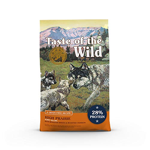 Taste of the Wild High Prairie Canine Grain-Free Recipe with Roasted Bison and Venison Dry Dog Food for Growing Puppies, Made with High Protein from Real Meat and Guaranteed Nutrients 14lb