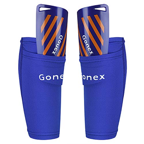 Gonex Soccer Shin Guards for Kids Adult, Youth Boys Girls Shin Guards Slip in Soccer Shin Pad Sleeves Canilleras for Football Games, EVA Cushion Protection Reduce Shocks & Injuries