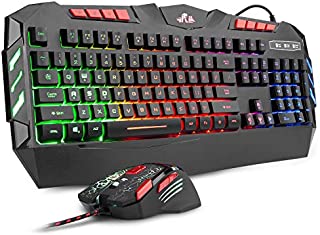 Rii RGB LED Backlight Wired Gaming Keyboard and Mouse Combo,PC Gaming Keyboard,Office Keyboard for Windows/Android/Mac/Xbox/PC/Laptop/Andriod TV Box/HTPC,Business Office