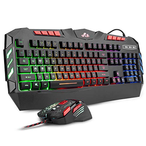 Rii RGB LED Backlight Wired Gaming Keyboard and Mouse Combo,PC Gaming Keyboard,Office Keyboard for Windows/Android/Mac/Xbox/PC/Laptop/Andriod TV Box/HTPC,Business Office