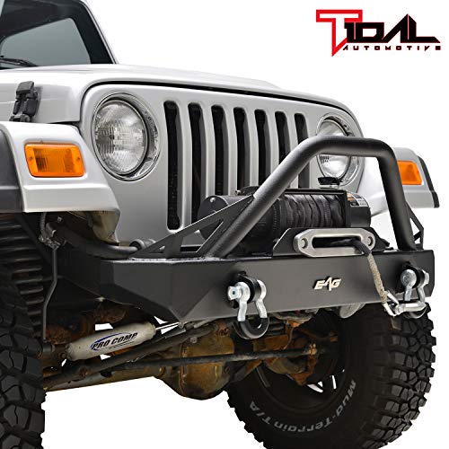 Tidal Front Bumper with Winch Plate and D-Ring Fit for 87-06 Jeep Wrangler TJ YJ