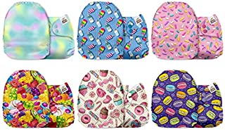 Mama Koala Unisex Baby Reusable Washable Pocket Cloth Diapers with 6 Microfiber Inserts-Pack of 6 (Sugary Sweet)