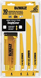 DEWALT Reciprocating Saw Blades, Bi-Metal Set with Case, 10-Piece (DW4898)