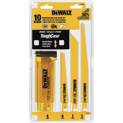 DEWALT Reciprocating Saw Blades, Bi-Metal Set with Case, 10-Piece (DW4898)