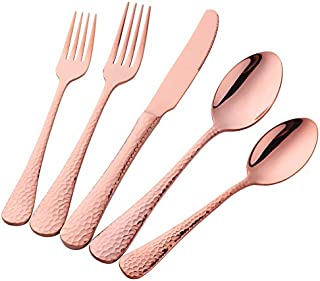 20-Piece Rose Gold Flatware Silverware Set, Bisda Stainless Steel Serpentine Cutlery Sets, Multipurpose Use for Home, Kitchen, Restaurant, Hotel Tableware Utensil Service for 4