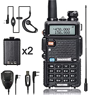 BaoFeng Walkie Talkie UV-5R Dual Band Two Way Radio with one more 1800mAh UV5R Battery one Hand Mic and one TIDRADIO 771 Antenna Baofeng Radio Ham radio