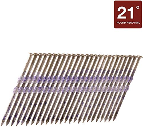 Metabo HPT Framing Nails, 3-1/4-in x .131, Full Round Head, Hot Dipped Galvanized, Plastic Strip Collation, For 21 Degree Framing Nailers, 1000 Count (20163SHPT)