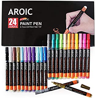 Acrylic Paint Pens for Rock Painting - Write On Anything! Paint pens for Rock, Wood, Metal, Plastic, Glass, Canvas, Ceramic and More! (24 Pack)
