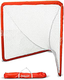 GoSports Regulation 6' x 6' Lacrosse Net with Steel Frame - The Only Truly Portable Lacrosse Goal for Kids and Adults, Backyard Setup in Minutes, Red