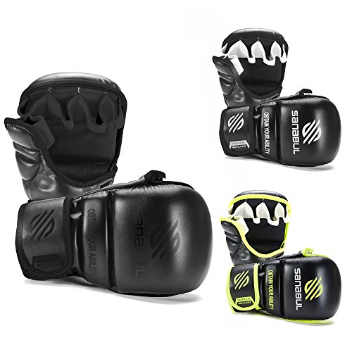 Sanabul Essential 7 oz Sparring MMA Gloves (Allblack, Large/X-Large)