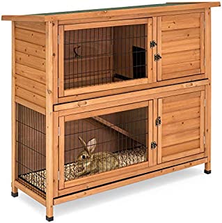 Best Choice Products 48x41in 2-Story Outdoor Wooden Pet Rabbit Hutch Animal Cage for Backyard, Garden w/Ladder