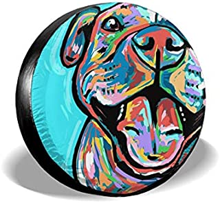 Homlife Spare Tire Cover - 17 Inch Waterproof Universal Wheel Tire Cover Protector - Cute Pit Bull Painting Fit for Jeep,Trailer, RV, SUV and Many Vehicle - 4