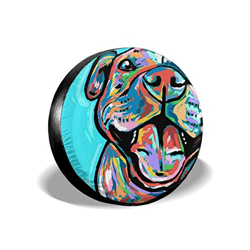 Homlife Spare Tire Cover - 17 Inch Waterproof Universal Wheel Tire Cover Protector - Cute Pit Bull Painting Fit for Jeep,Trailer, RV, SUV and Many Vehicle - 4