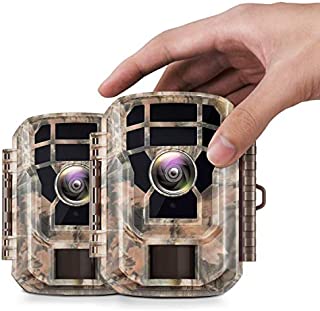 2 Pack  Campark Mini Trail Camera 16MP 1080P HD Game Camera Waterproof Wildlife Scouting Hunting Cam with 120° Wide Angle Lens and Night Vision 2.0 LCD IR LEDs