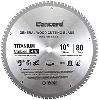 Concord Blades WCB1000T080HP 10-Inch 80 Teeth TCT General Purpose Hard & Soft Wood Saw Blade