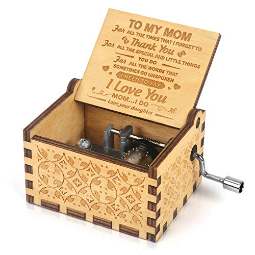 Kafete Music Box Hand Crank Engraved Musical Box-U R My Sunshine Mechanism Antique Vintage Personalizable Gift for Mom from Daughter