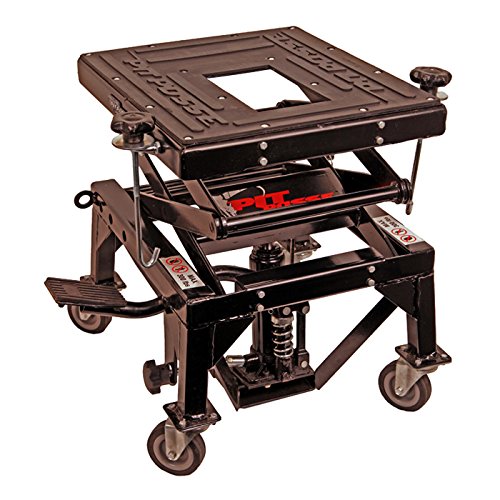 Pit Posse Motorcycle ATV Scissor Floor Jack Lift Table Stand with Caster Wheels 13 Inches Thru 36-Inch-High  Stable  Safe  Comfortable  2 Years Warranty