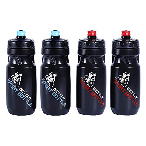 Bike Water Bottle,4 Pack Sports Cycling Biking Water Bottle Set for Running Fitness Walking Leak Proof BPA Free 21 Oz