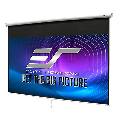 Elite Screens Manual B 100-INCH Manual Pull Down Projector Screen Diagonal 16:9 Diag 4K 8K 3D Ultra HDR HD Ready Home Theater Movie Theatre White Projection Screen with Slow Retract Mechanism M100H