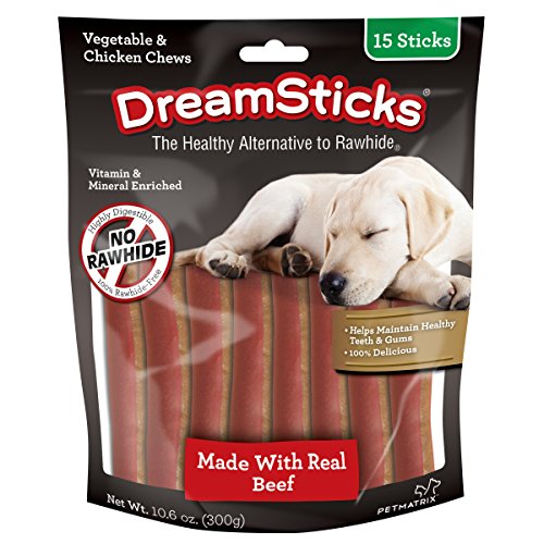 DreamBone DBB-02448 DreamSticks With Real Beef 15 Count, Rawhide-Free Chews For Dogs