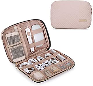 BAGSMART Electronic Organizer Small Travel Cable Organizer Bag for Hard Drives, Cables, Charger, Phone, USB, SD Card, Soft Pink