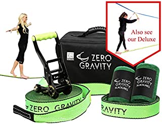 Slackline Kit with Industry Leading Carry Bag, Upgraded Ratchet w/Molded Finger Grip & Smooth Operation + Tree Protectors; Great Set for Kids, in All Respects (Normal Slackline)