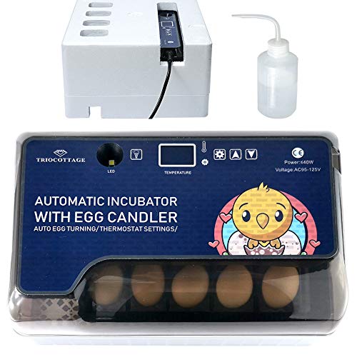 Egg Incubator with Automatic Egg Turning Turner for Ducks Goose Quail Chicken Eggs,Built-in Egg Candler,Small Egg Hatcher Machine by TRIOCOTTAGE