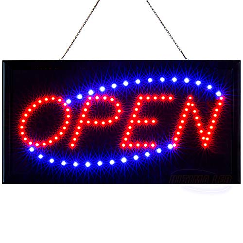 Ultima LED Neon Open Sign for Business: Lighted Sign Open with Static and Flashing Modes  Indoor Electric Light up Signs for Stores, Bars, Barber Shops (19 x 10 in, Model 2)