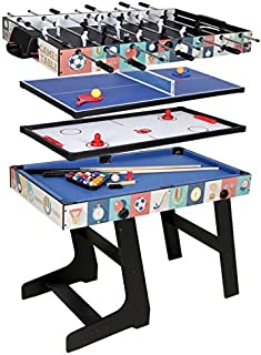 Multi Function 4 in 1 Combo Game Table, Soccer Foosball Table, Pool Table, Air Hockey Table, Table Tennis Table with Folding Legs48 inch (Black)