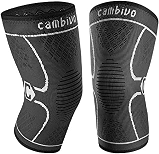 CAMBIVO 2 Pack Knee Brace, Knee Compression Sleeve for Men and Women, Knee Support for Running, Workout, Gym, Hiking, Sports (Gray,Small)