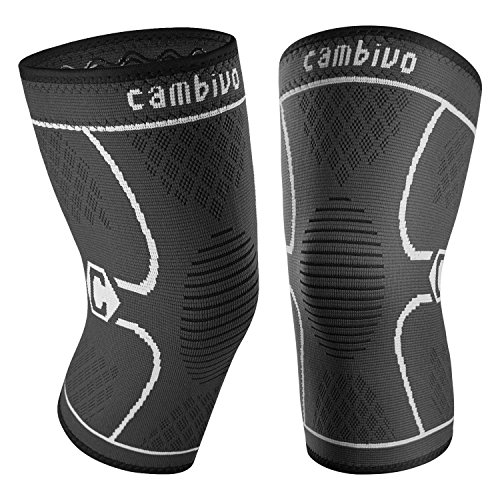 CAMBIVO 2 Pack Knee Brace, Knee Compression Sleeve for Men and Women, Knee Support for Running, Workout, Gym, Hiking, Sports (Gray,Small)