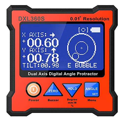 Digital Protractor DXL360S GYRO + GRAVITY 2 in 1 Digital LCD Protractor Inclinometer Dual Axis Level Box 0.01°resolution