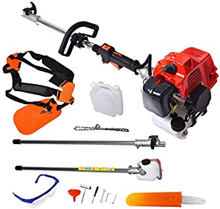 labworkauto 42.7CC 2 Stroke Gas Powered Pole Saw Split Shaft Chainsaw Pruner Trimmer with 2-Cycle Cordless Extension Pole