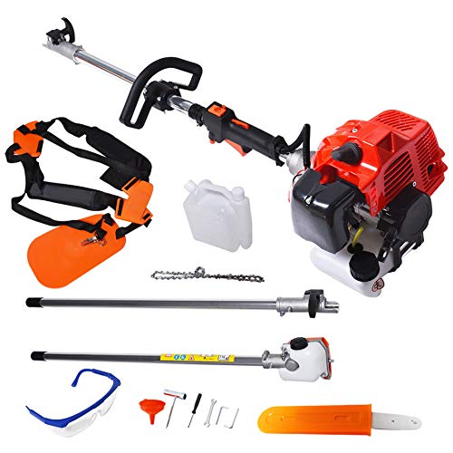 labworkauto 42.7CC 2 Stroke Gas Powered Pole Saw Split Shaft Chainsaw Pruner Trimmer with 2-Cycle Cordless Extension Pole