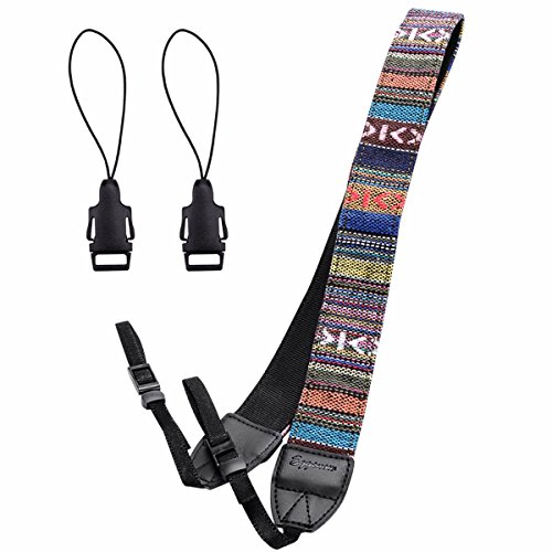 Eggsnow Camera Shoulder Strap Universal Vintage Camera Neck Belt Strap with Connect Buckle for Women Men All DSLR SLR Nikon Canon Sony Olympus Pentax Samsung(Upgraded)-Multi Color