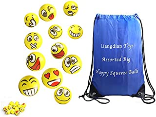 Z.H.B Assorted Big Happy Emoji Face Squeeze Balls for Stress Reducer / Anxiety Relieves (Perfect for Theme Party, Birthday Party) Fun Office Stocking Stuffer