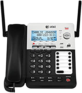 AT&T SynJ SB67158 DECT 6.0 4-Line Corded/Cordless Small Business Phone System with Answering System,Black/silver