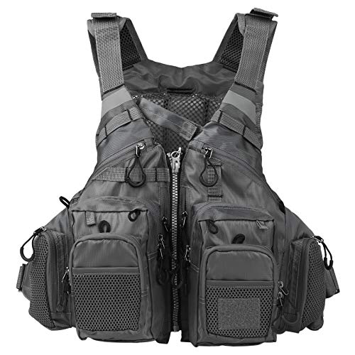 Lixada Fly Fishing Vest,Fishing Safety Jacket Breathable Polyester Mesh Design Fishing Vest for Swimming Sailing Boating Kayak Floating(Foam/without Foam Optional)