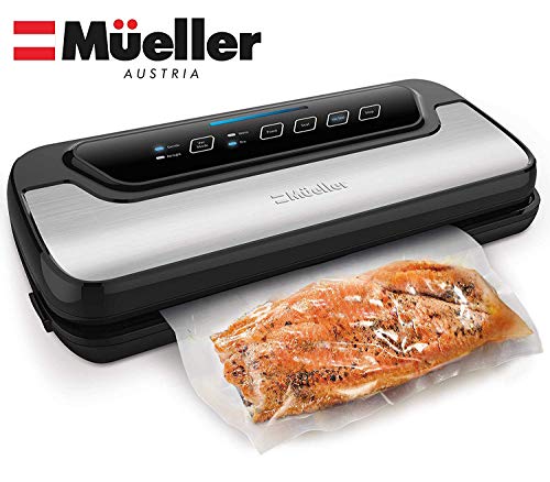 Vacuum Sealer Machine By Mueller | Automatic Vacuum Air Sealing System For Food Preservation w/Starter Kit | Compact Design | Lab Tested | Dry & Moist Food Modes | Led Indicator Lights