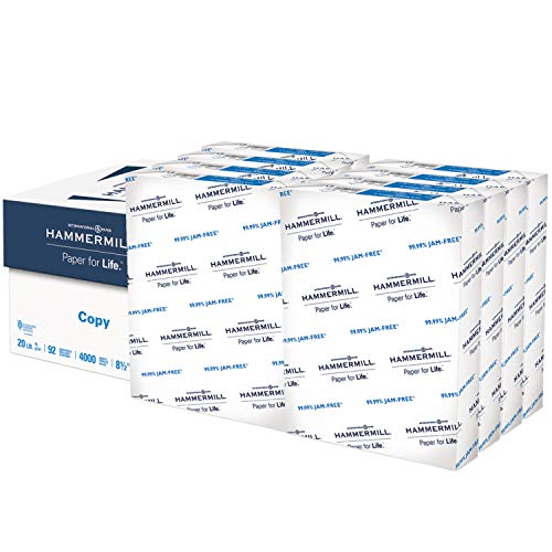 Hammermill Printer Paper, 20 lb Copy Paper, 8.5 x 11 - 8 Ream (4,000 Sheets) - 92 Bright, Made in the USA