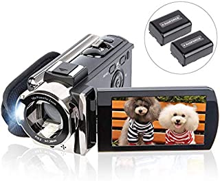 Video Camera Camcorder Digital YouTube Vlogging Camera Recorder kicteck Full HD 1080P 15FPS 24MP 3.0 Inch 270 Degree Rotation LCD 16X Digital Zoom Camcorder with 2 Batteries(604s)