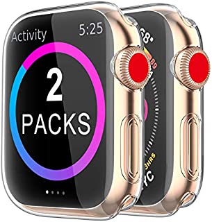 BRG Case for Apple Watch Series SE 6 5 4 3 Screen Protector 40mm 44mm 38mm 42mm,[2 Pack] Soft TPU HD Clear Ultra-Thin Overall Protective Cover Case