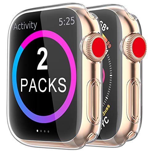 BRG Case for Apple Watch Series SE 6 5 4 3 Screen Protector 40mm 44mm 38mm 42mm,[2 Pack] Soft TPU HD Clear Ultra-Thin Overall Protective Cover Case