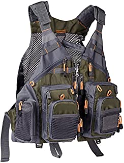 Bassdash Strap Fishing Vest Adjustable for Men and Women, for Fly Bass Fishing and Outdoor Activities Army Green