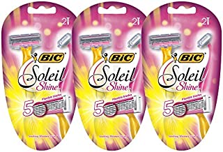 BIC Soleil Shine Women's 5 Blade Disposable Razor, 6 Count