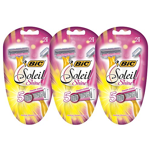 BIC Soleil Shine Women's 5 Blade Disposable Razor, 6 Count