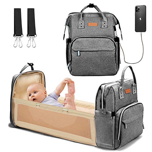 YOOFOSS Diaper Bag Backpack, Baby Nappy Changing Bags Multifunction Travel Back Pack with Changing Pad & Stroller Straps, Large Capacity, Waterproof and Stylish (Grey)