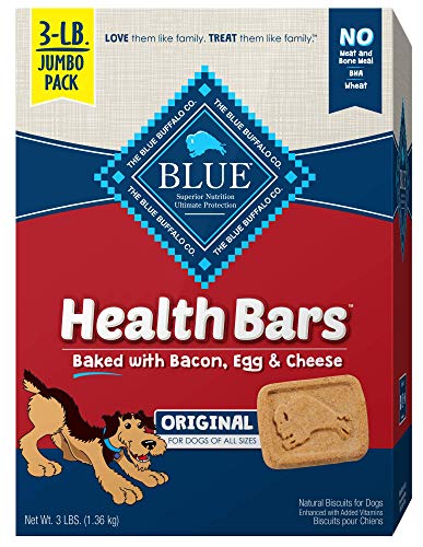 Blue Buffalo Health Bars Natural Crunchy Dog Treats Biscuits, Bacon, Egg & Cheese 48-oz Box, 801857