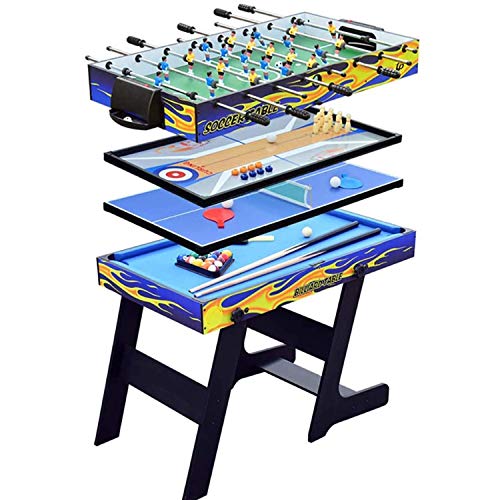 5 in 1 Foldable Multi Game Table, Including Billiards Pool/Bowling and Ping Pong/Foosball Table/Shuffleboard,Game Room Game Table for Adult Kids,Family Night Large Sports Game,Office Home Games