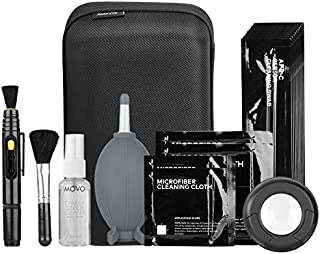 Movo Deluxe Essentials DSLR Camera Cleaning Kit PRO with LED Loupe, 10 APS-C Swabs, Sensor Cleaning Fluid, Air Blower, Lens Pen, Soft Brush, 2X Small and 2X Large Microfiber Cloth and Carrying Case